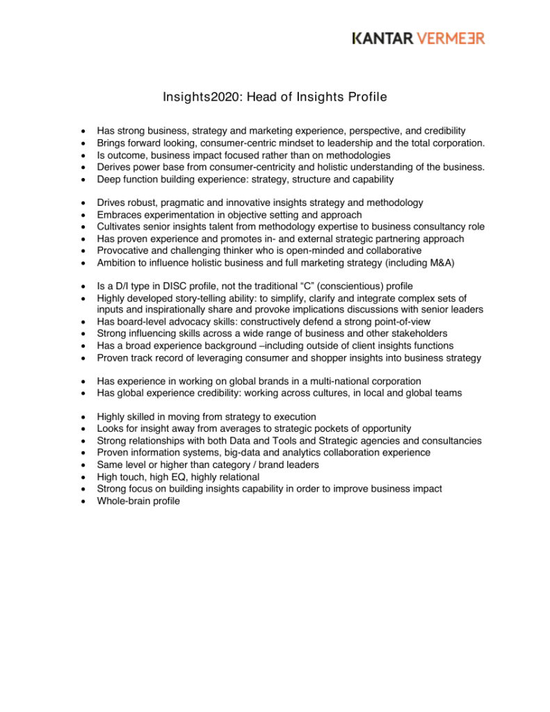 Cover of The Head of Insights Profile