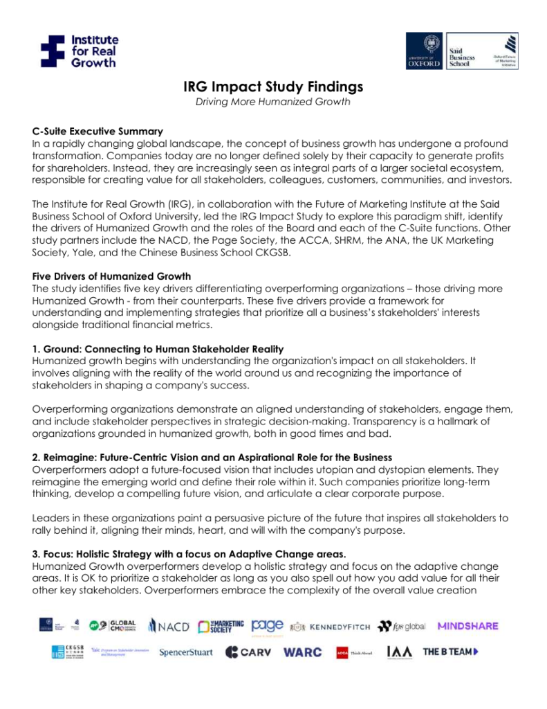 Cover of Impact Study Findings, With the Full Contributor List