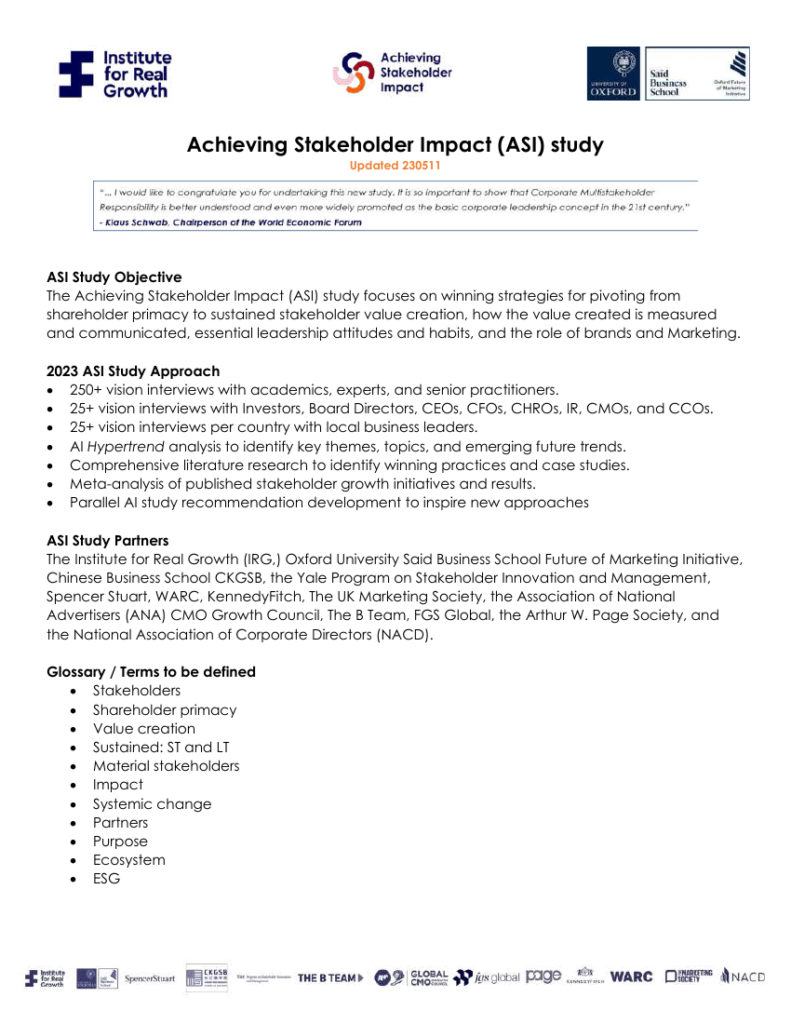 Cover of What the Stakeholder Impact Study Set Out to Test