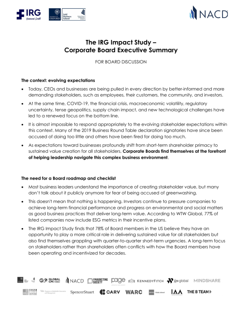 Cover of The Board's Roadmap for Humanized Growth