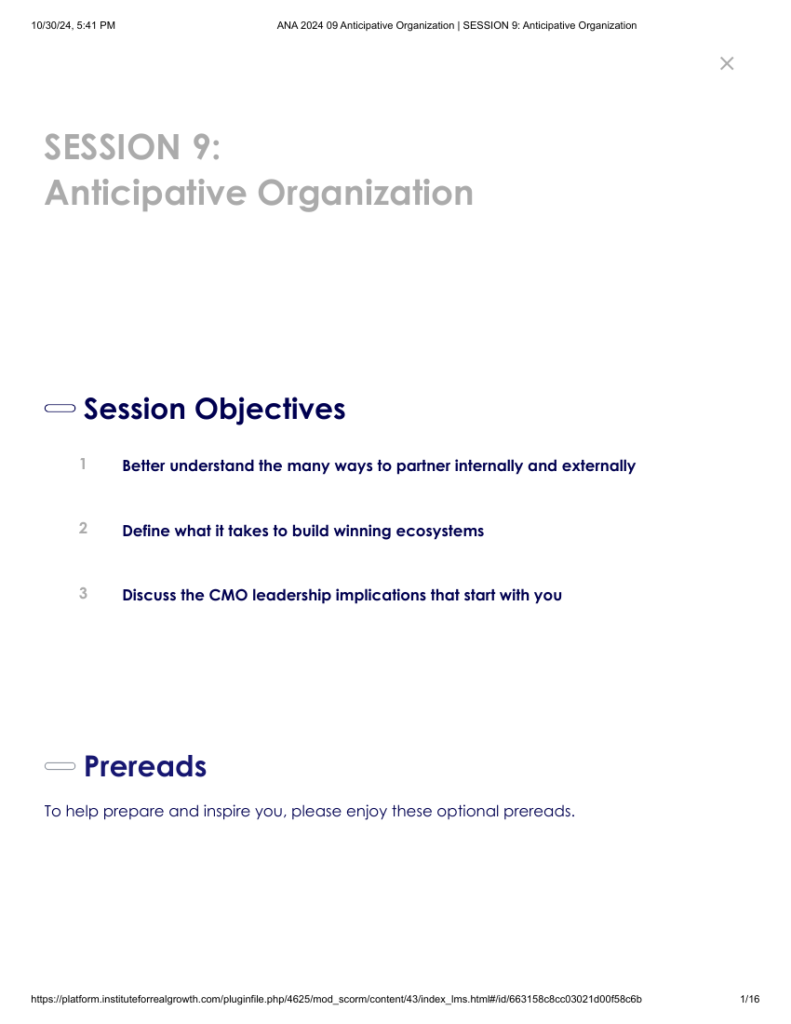 Cover of The Anticipative Organization