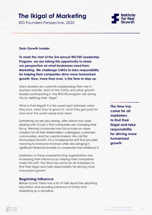 Cover of Dear Growth Leader: The 2022 Founders' Letter