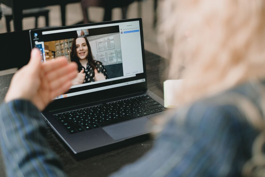 Video call with colleagues on screen. Cover image for Staying Connected Across a Global Marketing Organization.